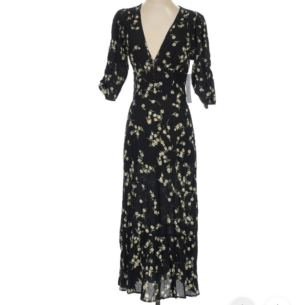 Flynn Skye Elsie Black Tulip Floral Midi Dress